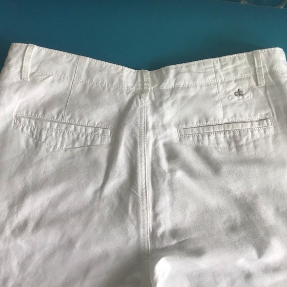 Calvin Klein white linen/cotton blend Bermudan shorts size 32  womens Medium - Picture 5 of 8